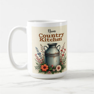 Rustic Coffee Kopp med Mjölk Can & Flowers