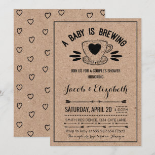 Rustic Coffee Par Baby Shower Baby Brewing Inbjudningar