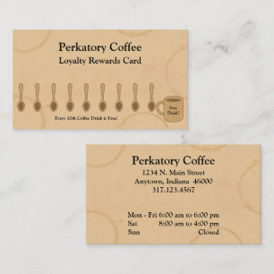 Rustic Coffee Shop Loyalty Card Spoons & Freebie Lojalitetskort