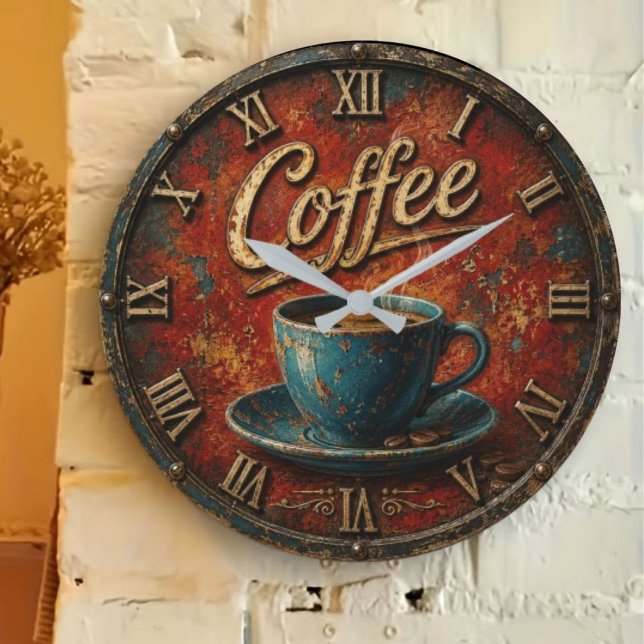 Rustic Coffee Stor Klocka (Skapare uppladdad)