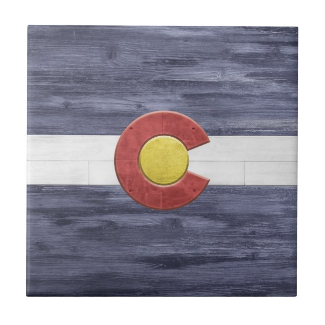 Rustic Colorado Flagga Kakelplatta (Framsidan)