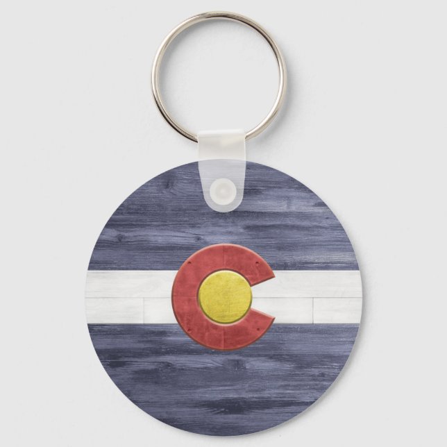 Rustic Colorado Flagga Nyckelring (Framsida)