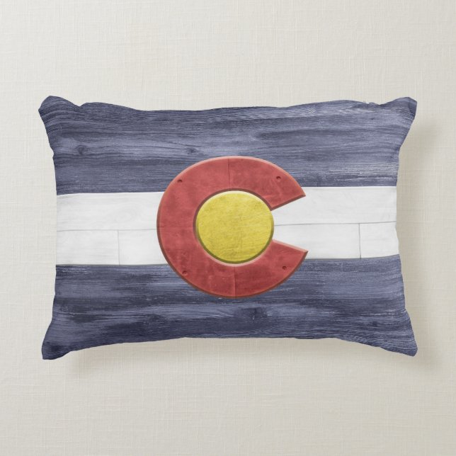 Rustic Colorado Flagga Prydnadskudde (Framsidan)