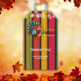 Rustic Colorful Little Turkey Baby Shower Presentetikett
