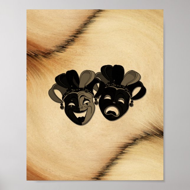 Rustic Comedy och Tragedy Theater Design Poster (Framsidan)
