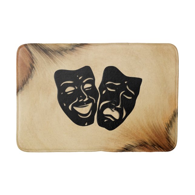 Rustic Comedy och Tragedy Theater Masks Badrumsmatta (Framsidan)