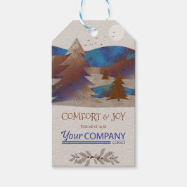 Rustic Company Gift Märkre, Brown & Blue Logotyp Presentetikett