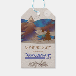 Rustic Company Gift Märkre, Brown & Blue Logotyp Presentetikett