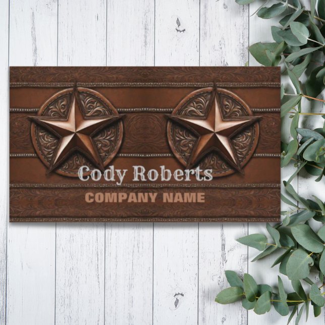 Rustic Construction Handyman Texas Star Western Visitkort (Rustic Construction Handyman Texas Star Western Business Card)