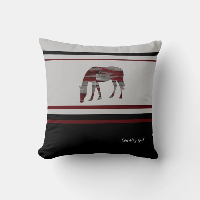 Rustic-Contemporary Land Girl-Horse Design Kudde (Framsida)