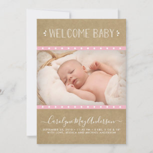 Rustic Contry Kraft Birth Announcement Meddelande