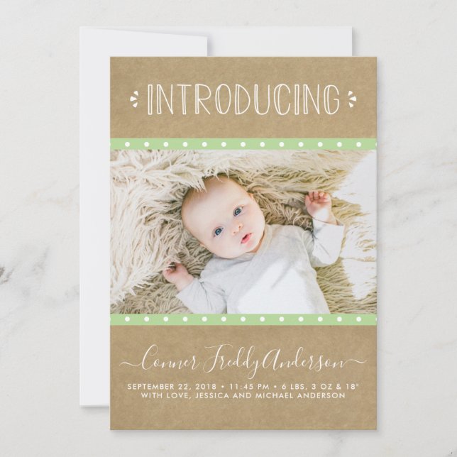 Rustic Contry Kraft Birth Announcement Meddelande (Framsida)