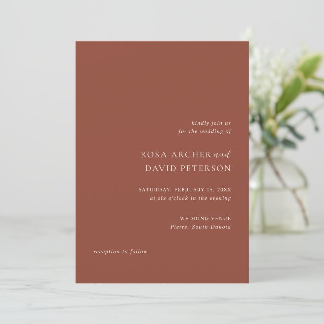 Rustic Copper Editorial Modern Wedding Inbjudningar (Stående Fram)