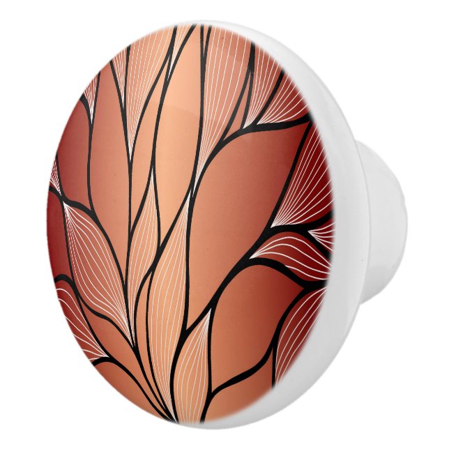 Rustic Coppery Bronze Lämna Mönster Knopp (Höger)