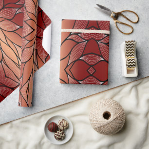 Rustic Coppery Bronze Lämna Mönster Presentpapper