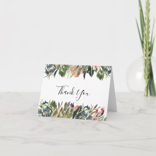 Rustic Coral Blommigt Bröllop Photo - tackkort (Framsida)