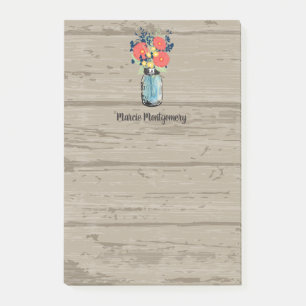 Rustic Coral Gerber Daisy Mason Burk personalize Post-it Block