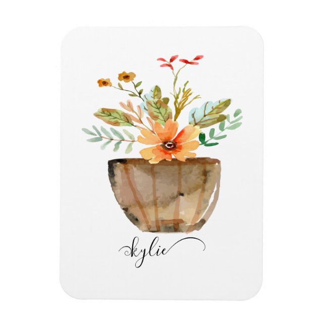 Rustic Coral Painting Flowers Magnet (Vertikal)