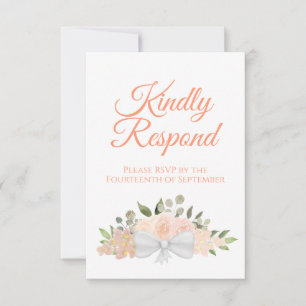 Rustic Coral Peach Blommigt Bouquet Bröllop OSA Kort