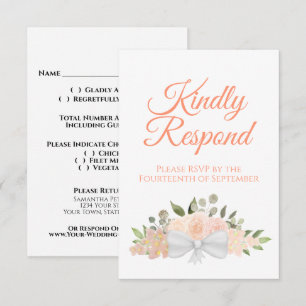 Rustic Coral Peach Blommigt Bouquet Bröllop OSA Kort