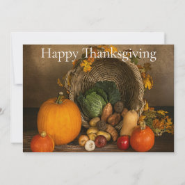 Rustic Cornucopia Harvest Thanksgiving Blessings Julkort