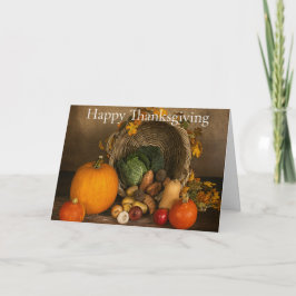Rustic Cornucopia Harvest Thanksgiving Blessings Kort