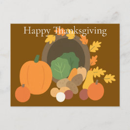 Rustic Cornucopia Harvest Thanksgiving Minimalist  Helg Vykort