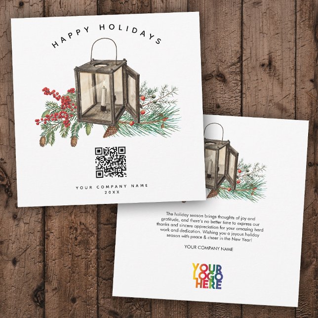 Rustic Corporate Business QR-julkort, QR-kod (Rustic Corporate Business QR Code Christmas Card)