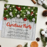 Rustic Corporate Winter jul Party Inbjudningar<br><div class="desc">Vinterinbjudningar till Rustic christmas med lätt temaparty,  festive julgran grenar,  red & silver träd dekoration och string twinkle ljus.</div>