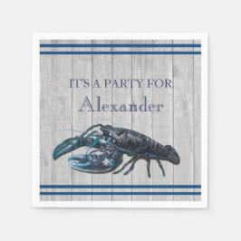 Rustic Costal Nautical Navy Blue Grått wood Napkin Pappersservett