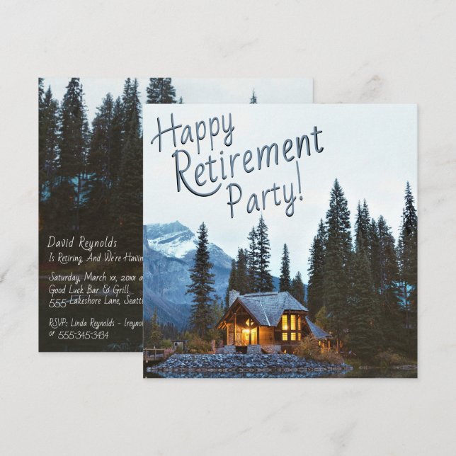 Rustic Cottage - Lycklig Pension Party - Inbjudningar (Fram/baksida)