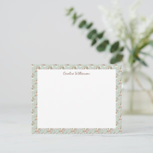 Rustic Cottagecore Watercolor Blommigt Sage Namn Anteckningskort