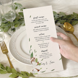 Rustic Cotton Greenery Bröllop Meny