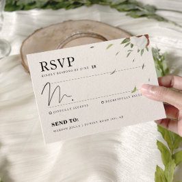 Rustic Cotton Greenery Bröllop OSA Kort
