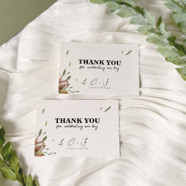 Rustic Cotton Greenery Bröllop Tack Kort