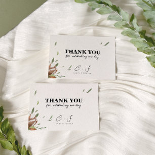 Rustic Cotton Greenery Bröllop Tack Kort