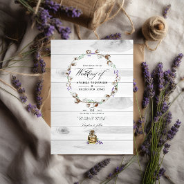 Rustic Cotton Lavender Land QR-kod Bröllop Inbjudningar