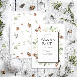 Rustic Cotton Winter Greenery jul Party Inbjudningar