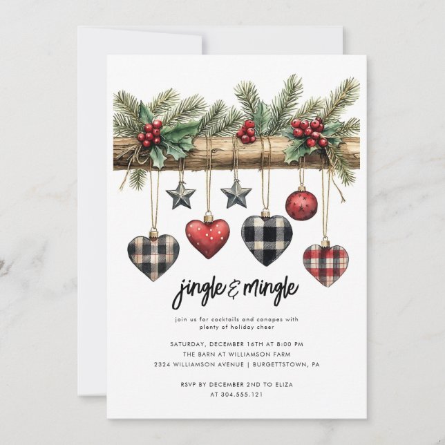 Rustic Country Christmas Party Invitation Inbjudningar (Framsida)
