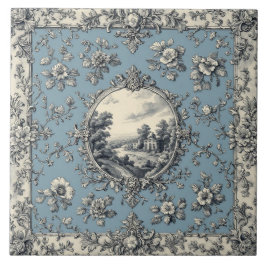 Rustic Country Floral Motifs Mute Tones Distressed Kakelplatta