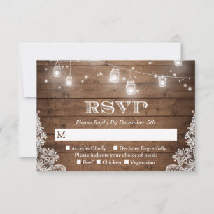 Rustic Country Masonburk Strängljus RSVP OSA Kort