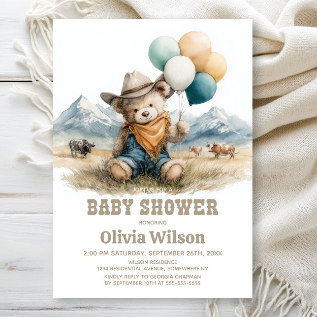 Rustic Country Teddy Bear Baby Shower Invitation Inbjudningar (Skapare uppladdad)