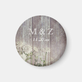 Rustic Country White Wood Wedding Save the Date Magnet