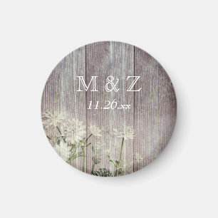 Rustic Country White Wood Wedding Save the Date Magnet
