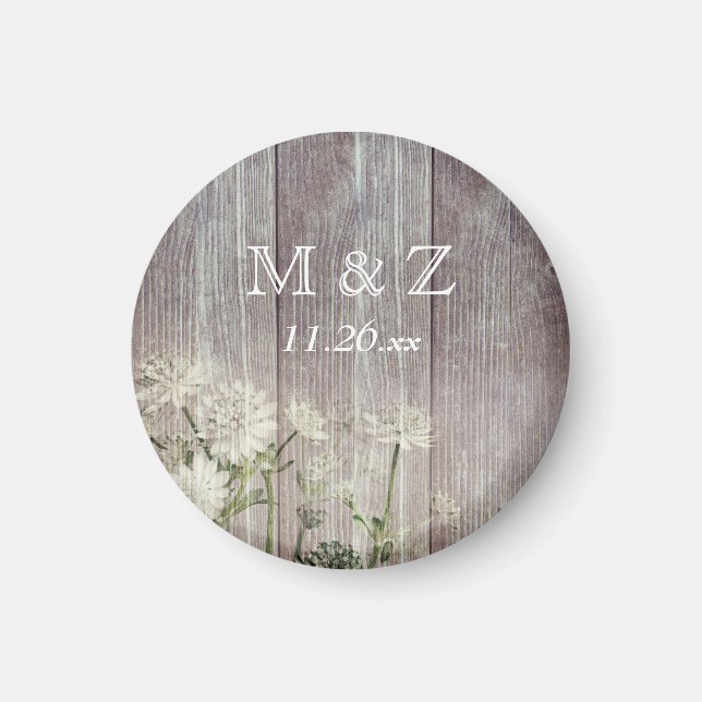Rustic Country White Wood Wedding Save the Date Magnet (Framsidan)