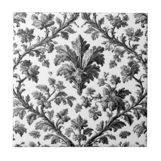 Rustic Countryside Floral Motif Monochrome Elegant Kakelplatta