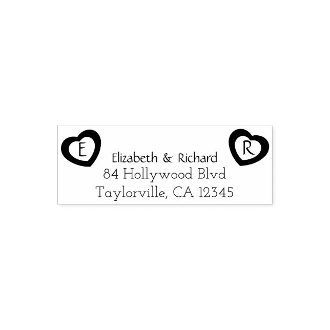 Rustic Couple Hearts | BRÖLLOP RETURADRESS Självfärgande Stämpel (Design)