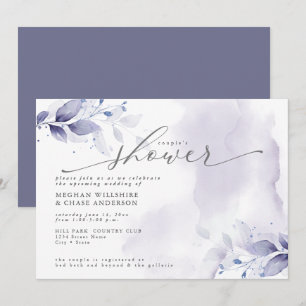 Rustic Couples Shower Plum Lila Foliage Inbjudningar
