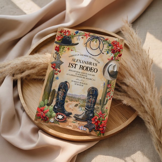 Rustic Cowboy 1st Rodeo Birthday Inbjudningar (Skapare uppladdad)