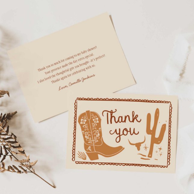 Rustic Cowboy Baby Shower Tack för kortet Kort (Cowboy Western Baby Shower Thank you card)